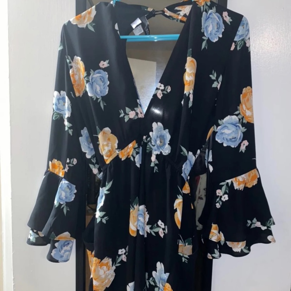 Dark navy floral romper (h&m)